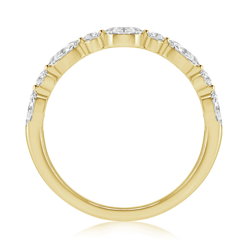 Lab Grown Diamond 5/8ctw. Marquise and Round Double Row Open Wedding Ring in 14k Yellow Gold image number null